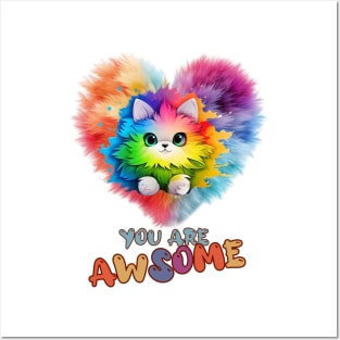 Fluffy: "You are awsome" collorful, cute, furry animals Posters and Art